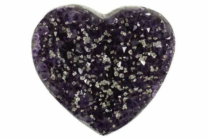 Dark Purple Amethyst Heart with Calcite - Uruguay #343714